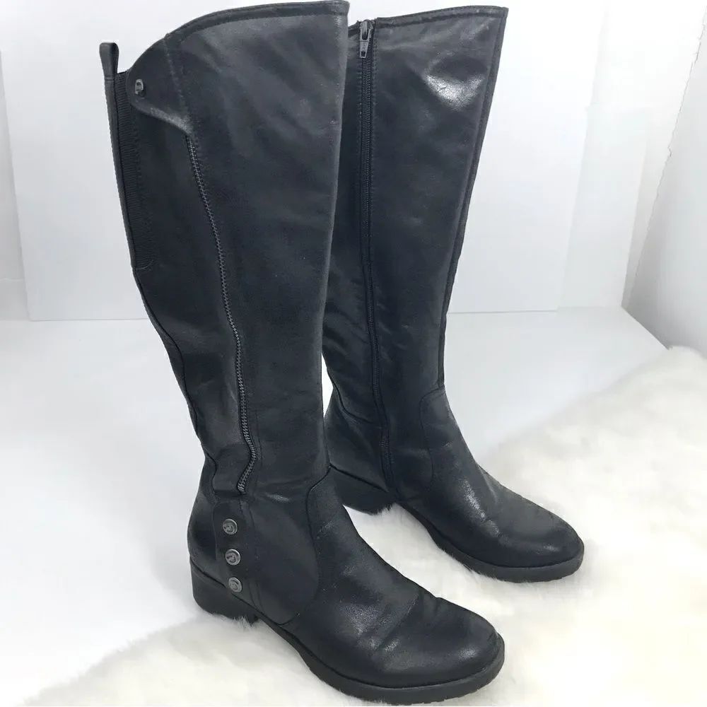 Baretraps ORIA Black Textile Zip Up Tall Equestrian Style Riding Boots